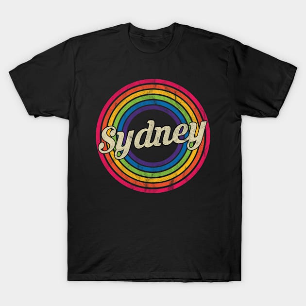 Sydney - Retro Rainbow Faded-Style T-Shirt by MaydenArt